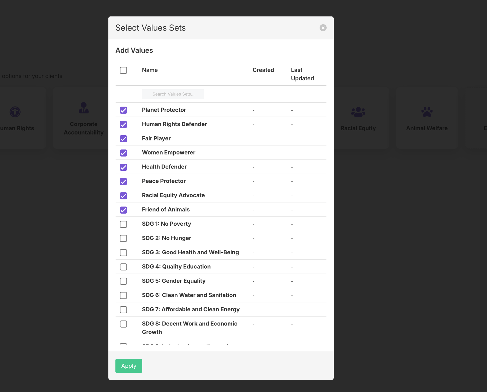 Create a Custom Questionnaire with Specific Values