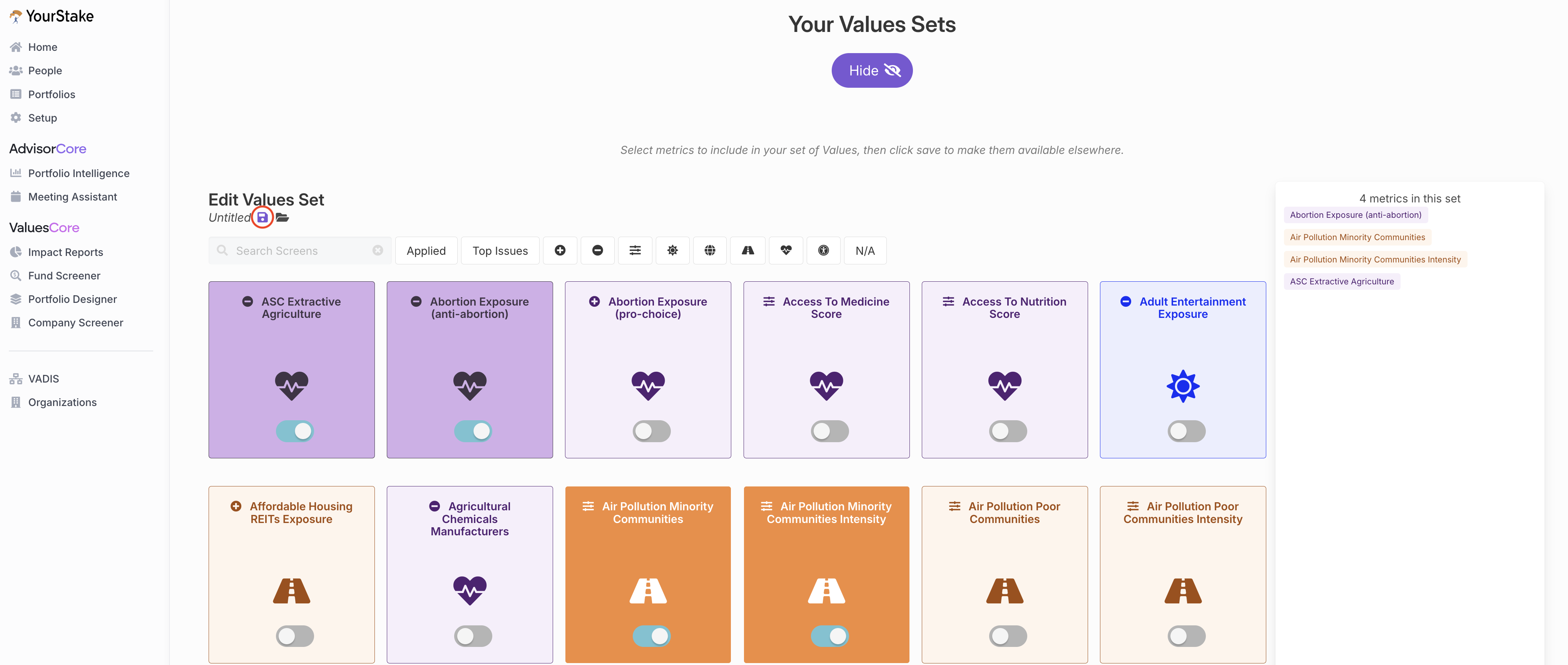 Creating a Custom Values Set