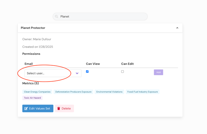 Add or Remove a User to Value Sets (3)