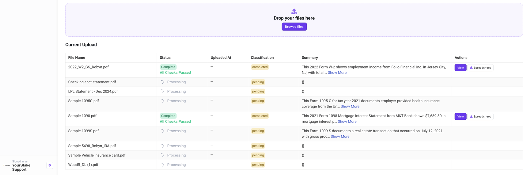 Upload Documents and Generate a Dossier